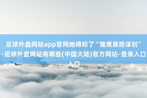 足球外盘网站app官网她得知了“雏鹰展翅谋划”-足球外盘网站有哪些(中国大陆)官方网站-登录入口