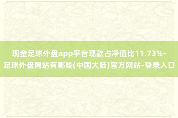 现金足球外盘app平台现款占净值比11.73%-足球外盘网站有哪些(中国大陆)官方网站-登录入口